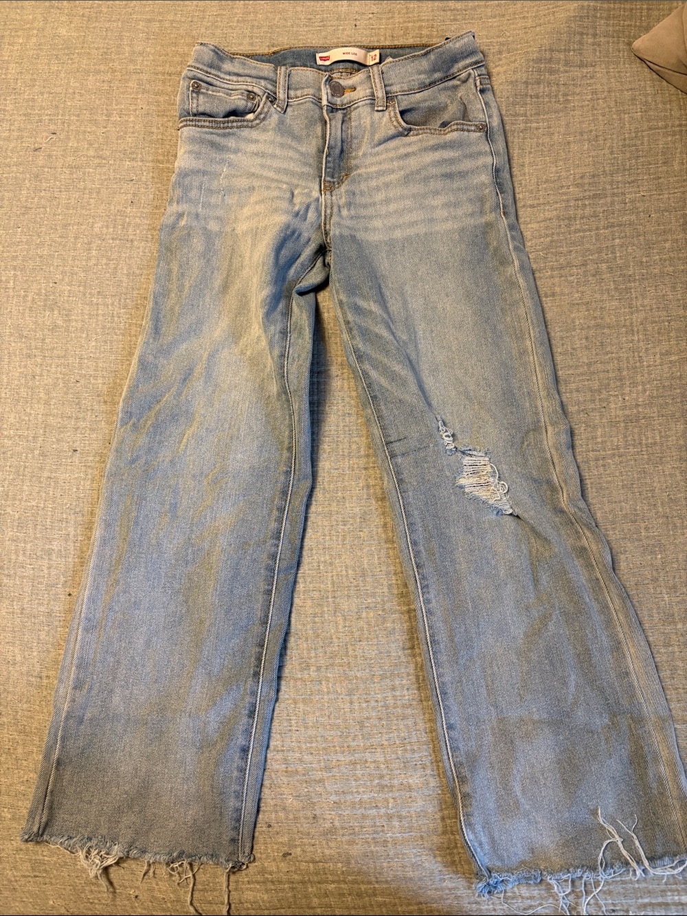 Levi's Light Blue Distressed Wide-Leg Jeans